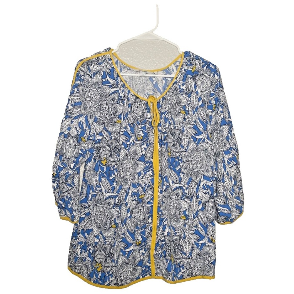 Boden Shirt Women's 12 Multicolor Tie Floral Boho Chic